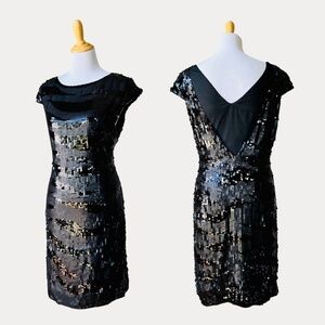 Magaschoni 100% Silk Sequin Black Mini Dress